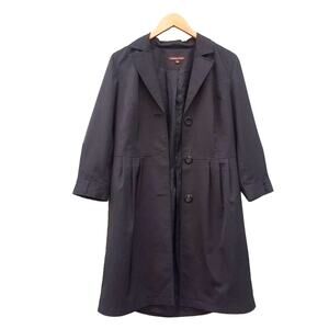 Adrienne Vittadini | Long Black Rain Coat 10